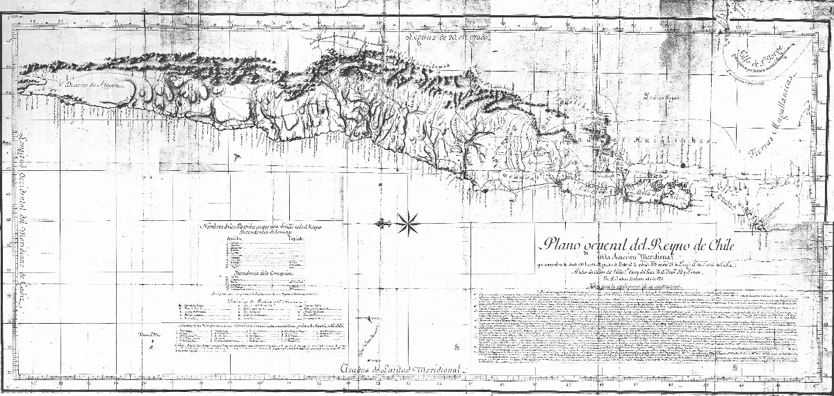 Plano General del Reyno de Chile en la América Meridional de Andrés Baleato (1793) — 1793 | Chile de Ayer