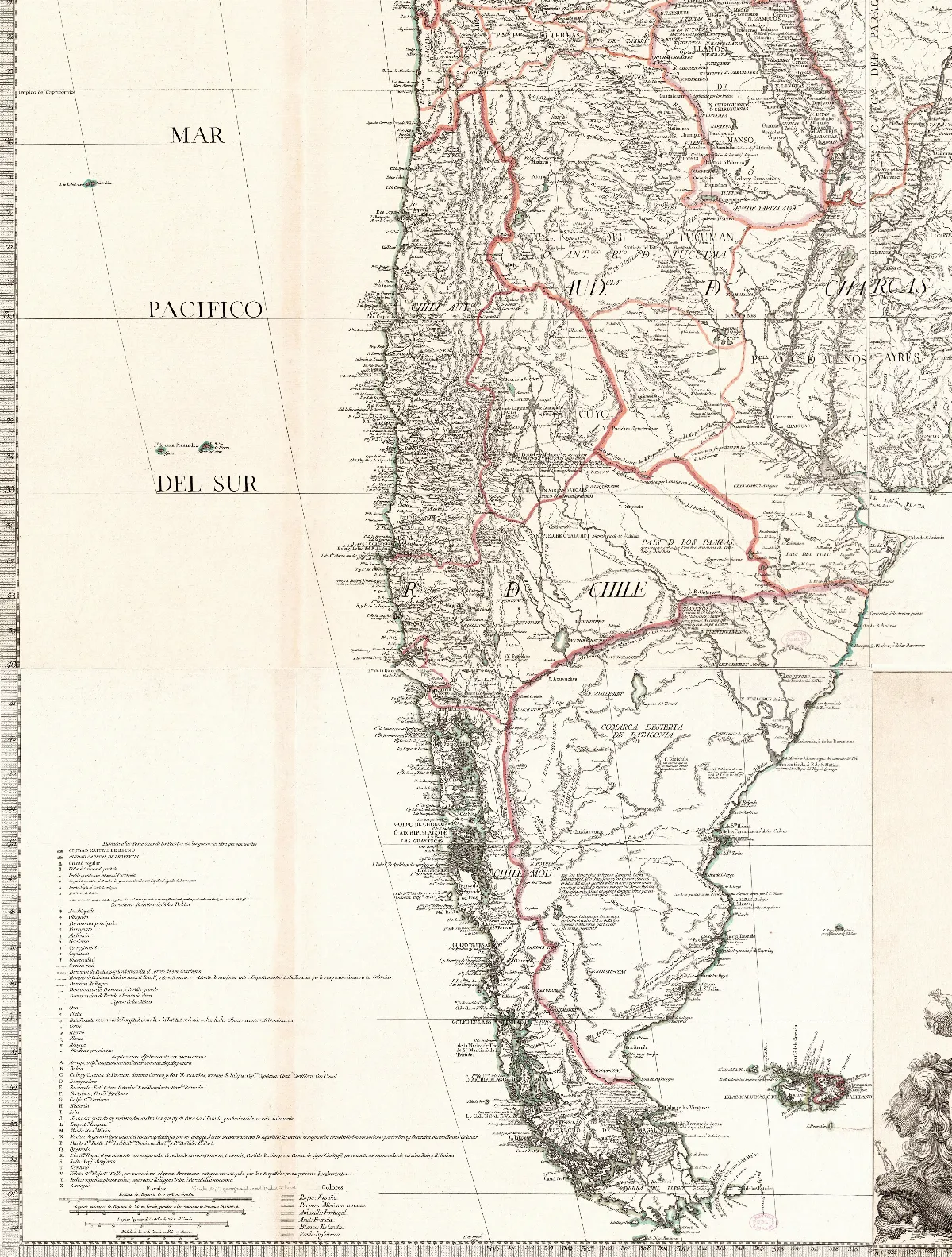 Reino de Chile según Juan de la Cruz Cano y Olmedilla, 1775 — 1775 | Chile de Ayer