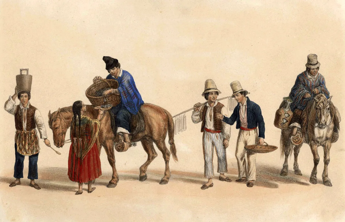 Vendedores en las calles de Chile siglo XIX — 1854 | Chile de Ayer