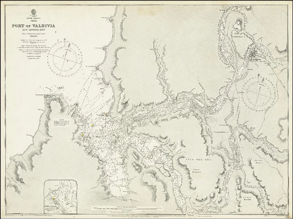 Admiralty Chart No 1318 Port of Valdivia and Approaches, Published 1882 — Valdivia — 1882 | Chile de Ayer
