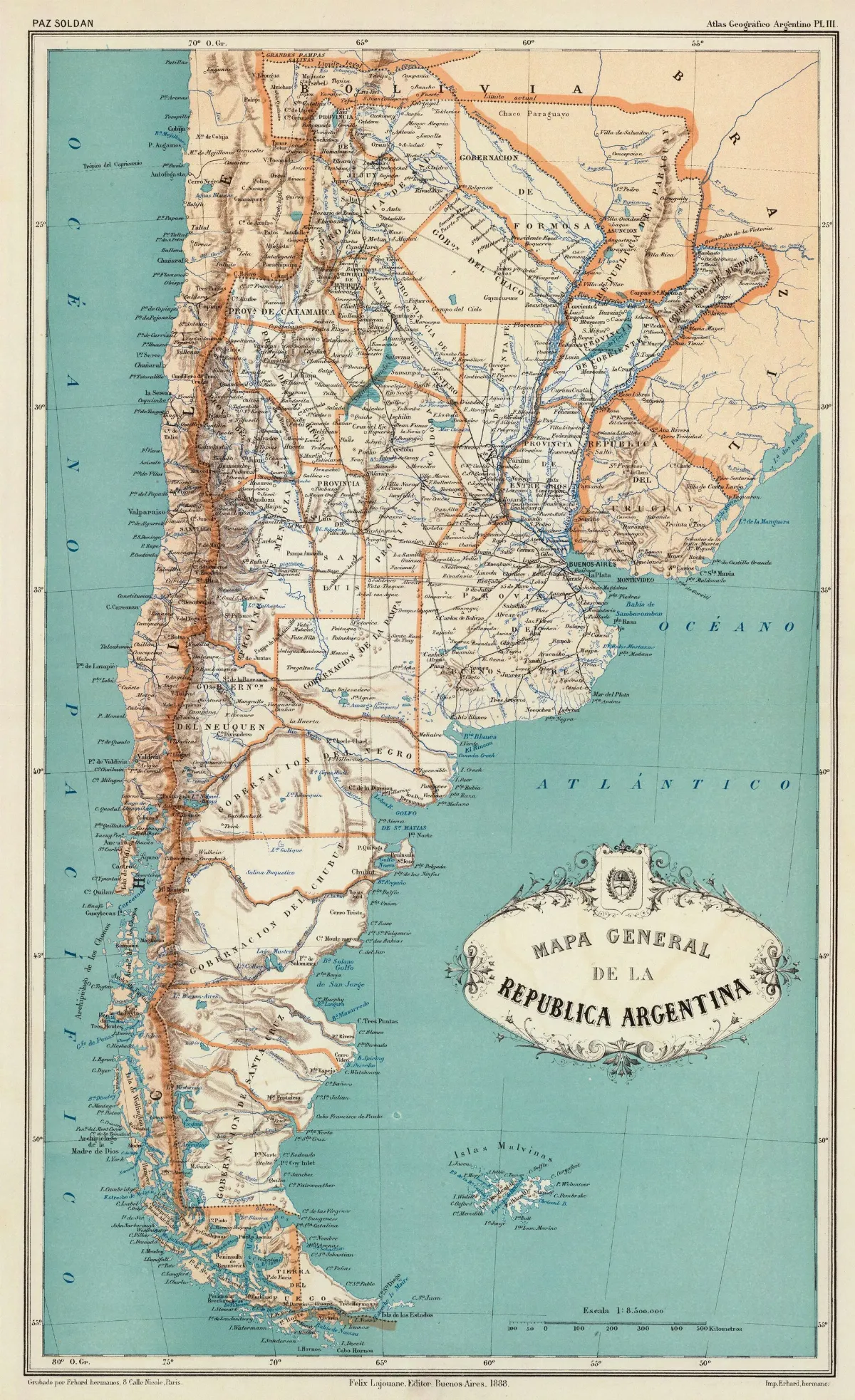 MPazSoldan.1888-3xChile — 1888 | Chile de Ayer