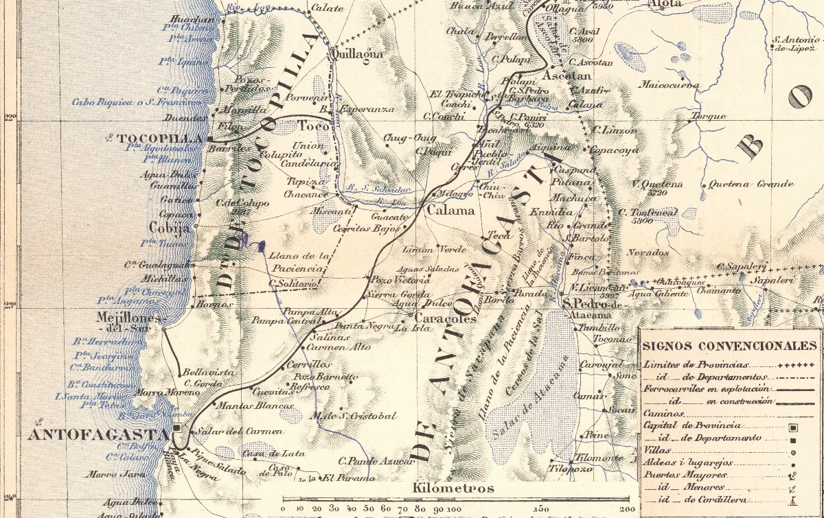 Antofagasta 1895, entre Rio Loa y 24°S — Antofagasta — 1895 | Chile de Ayer