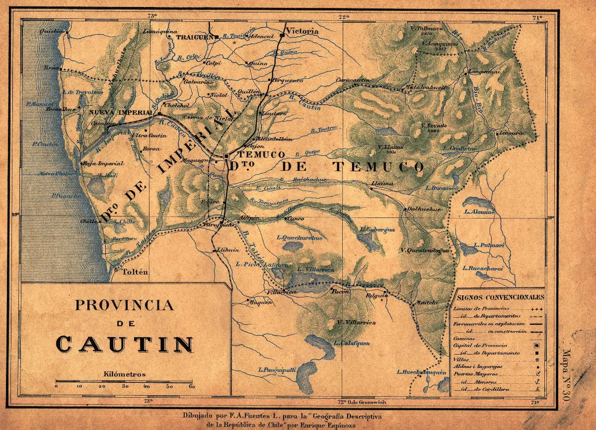 Provincia de Cautín - Geografía Descriptiva República de Chile - Enrique Espinoza 1897 — Isla de Pascua — 1897 | Chile de Ayer