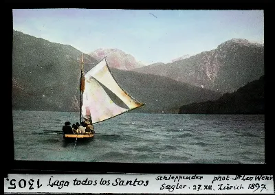 Lago de Totos los Santos, schleppender Segler — 1897 | Chile de Ayer
