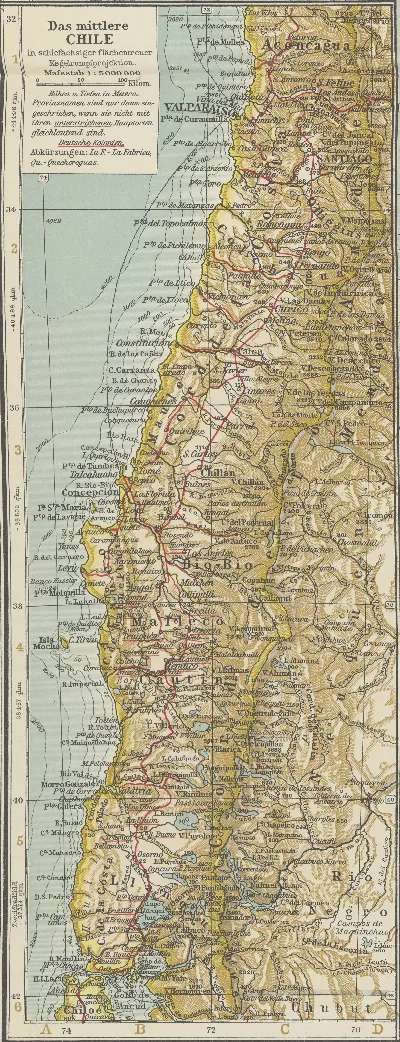 Andrees Handatlas 1912 - Mittleres Chile — 1912 | Chile de Ayer