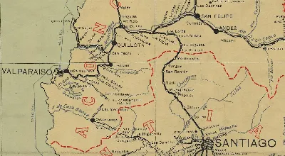 Mapa de los ferrocarriles de Chile - Ferrocarril Santiago Valparaiso (1929) — Municipalidad de Valparaíso — 1929 | Chile de Ayer