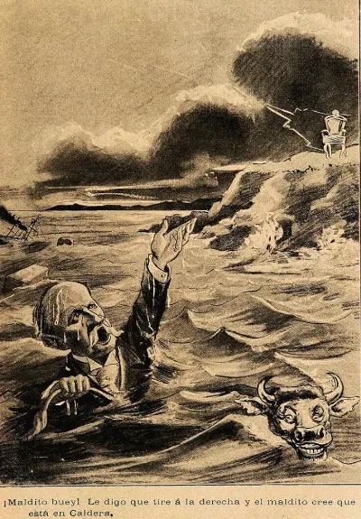 Caricatura Barros Luco - maldito buey — Arica — 1906 | Chile de Ayer
