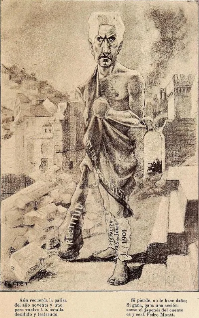 Caricatura Pedro Montt candidato 1906 — Arica — 1906 | Chile de Ayer