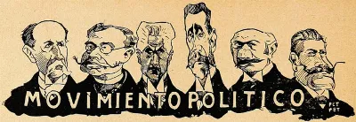 Caricatura candidatos eleccion presidencial chile 1906 — Arica — 1906 | Chile de Ayer