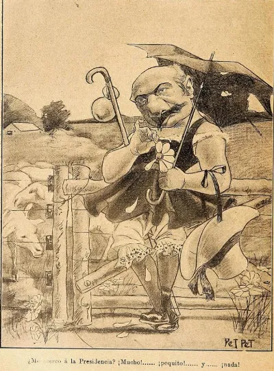 Caricatura candidatura Juan Luis Sanfuentes — Arica — 1906 | Chile de Ayer