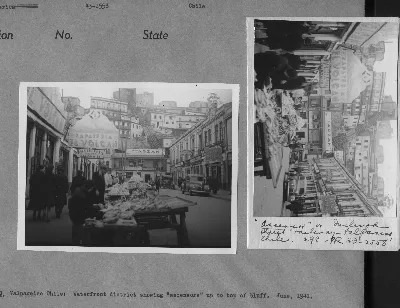 43-2558 - Valparaiso Chile: Waterfront district showing "ascensors" up to top of bluff. June, 1941.
