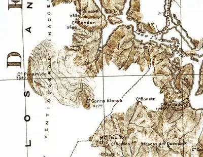 Mapa del demarcador de 1903, hito 62 a Fitz Roy (Laguna del Desierto)