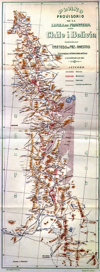 Plano provisorio frontera Chile-bolivia 1904