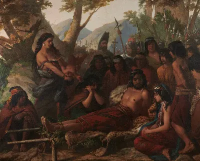 Caupolicán prisionero y Fresia por Monvoisin — Temuco — 1859 | Chile de Ayer