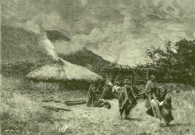 Mapuches tolderia de indios — Temuco — 1886 | Chile de Ayer