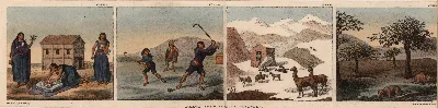 Schmidtmeyer- Scharf, George Johann - Various activities -4 images in a sheet -JCB Library f1.1 — Temuco — 1824 | Chile de Ayer