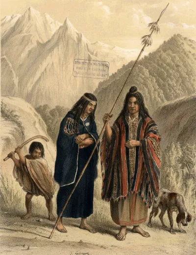 Mapuches Atlas de la historia física y política de Chile — Temuco — 1854 | Chile de Ayer