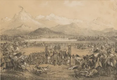 Entierro del Cacique Caithij en Guenague en mayo de 1835 por Claudio Gay — Valdivia — 1835 | Chile de Ayer