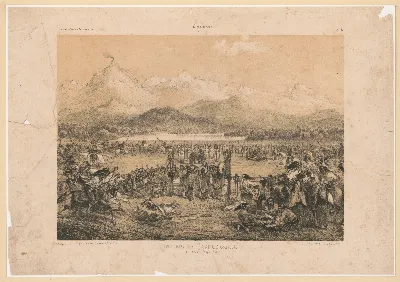 Entierro del cacique cathiji en guanegue May 1835 LCCN2003666770 — Temuco — 1835 | Chile de Ayer