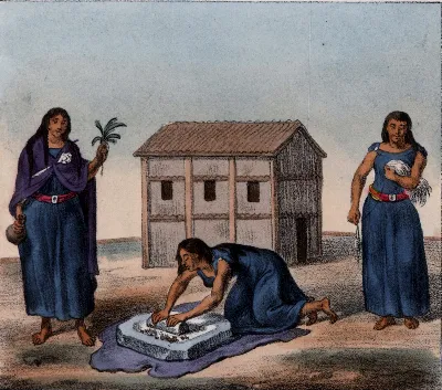 Schmidtmeyer- Scharf, George Johann - 3 Mapuche women -JCB Library 2.1 — Temuco — 1824 | Chile de Ayer