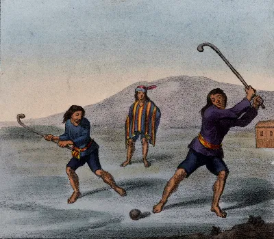 Schmidtmeyer- Scharf, George Johann - Mapuche playing chueca -JCB Library f1.1 — Temuco — 1824 | Chile de Ayer