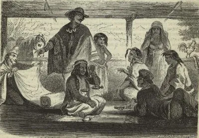 Trading with the indians (Mapuche) — Temuco — 1855 | Chile de Ayer