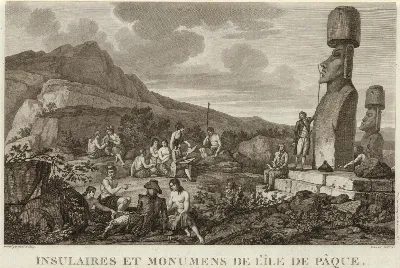 Monuments et insulaires de l'île de Pâques 1786 — Isla de Pascua — 1797 | Chile de Ayer