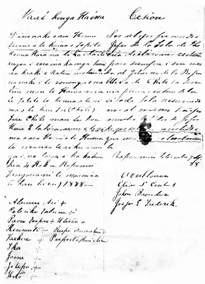 Rapa Nui-Chile annexation treaty, 1888 — Isla de Pascua — 1888 | Chile de Ayer