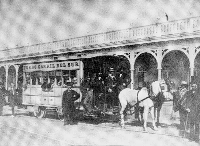 Inauguracion tranvias de sangre Santiago 1858