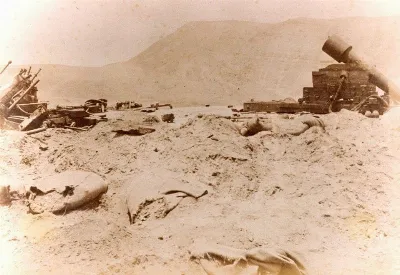 Parrot guns in the battery Martir Olaya after the battle of chorrillos 1881