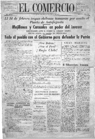 Comercio 28-feb-1879 — Antofagasta — 1879 | Chile de Ayer