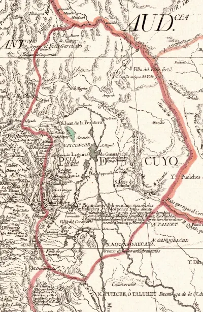 Provincia de Cuyo, Reino de Chile según Juan de la Cruz Cano y Olmedilla, 1775