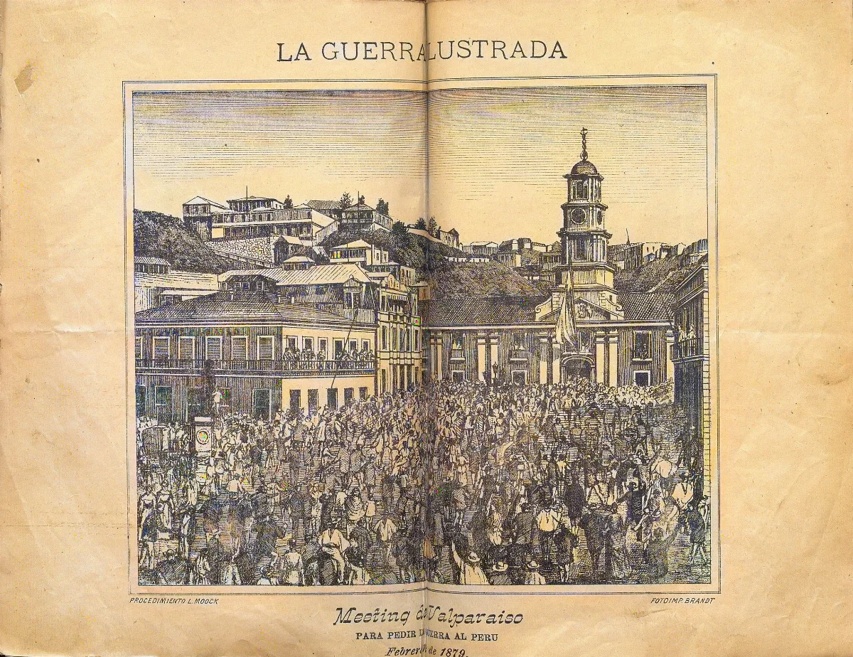 Meeting de Valparaíso para pedir la guerra al Perú 1879 — 1879 | Chile de Ayer