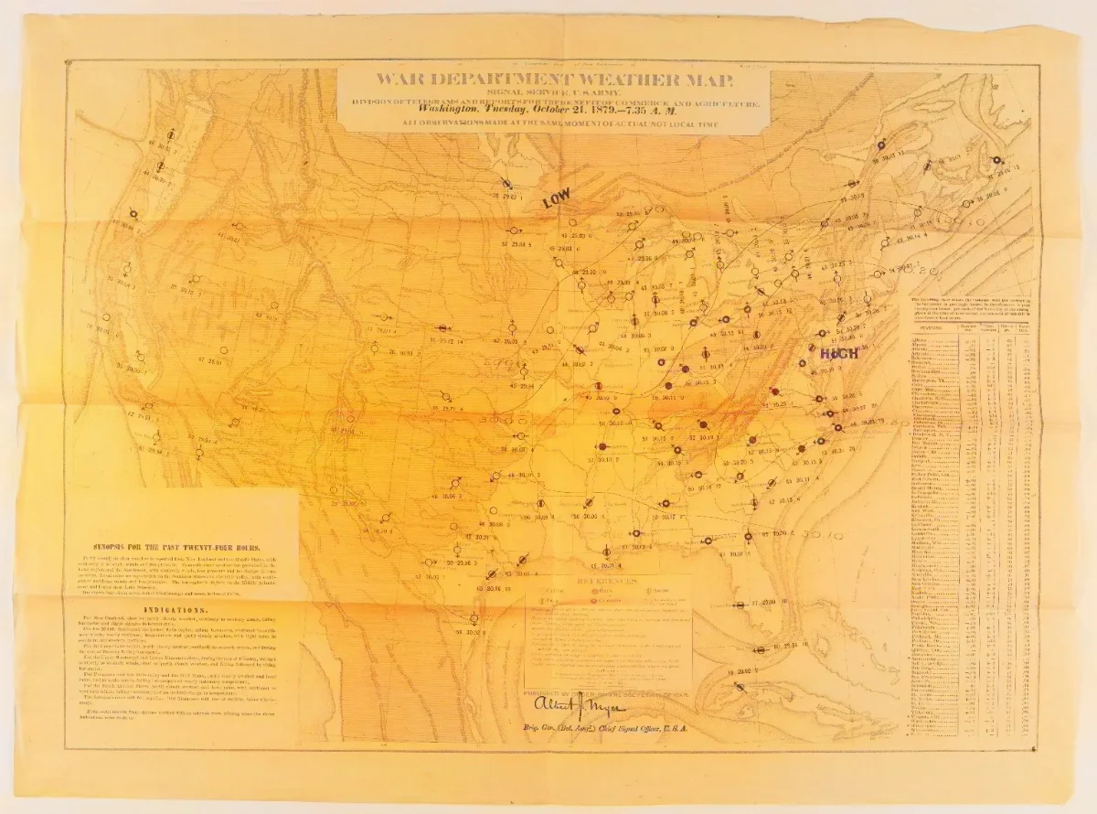 War Department Weather Map Oct 19th 1879 — 1879 | Chile de Ayer