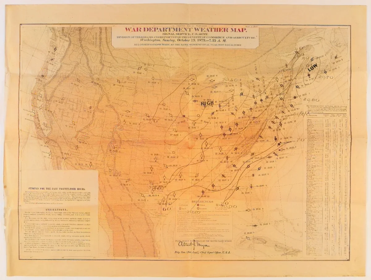 War Department Weather Map October 21st 1879 — 1879 | Chile de Ayer