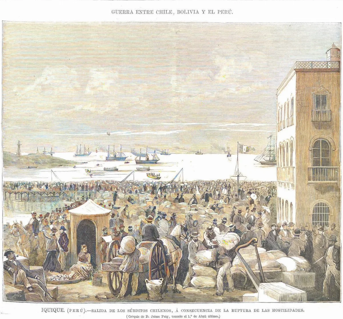 Salida-de-chilenos-de-Iquique — Iquique — 1879 | Chile de Ayer