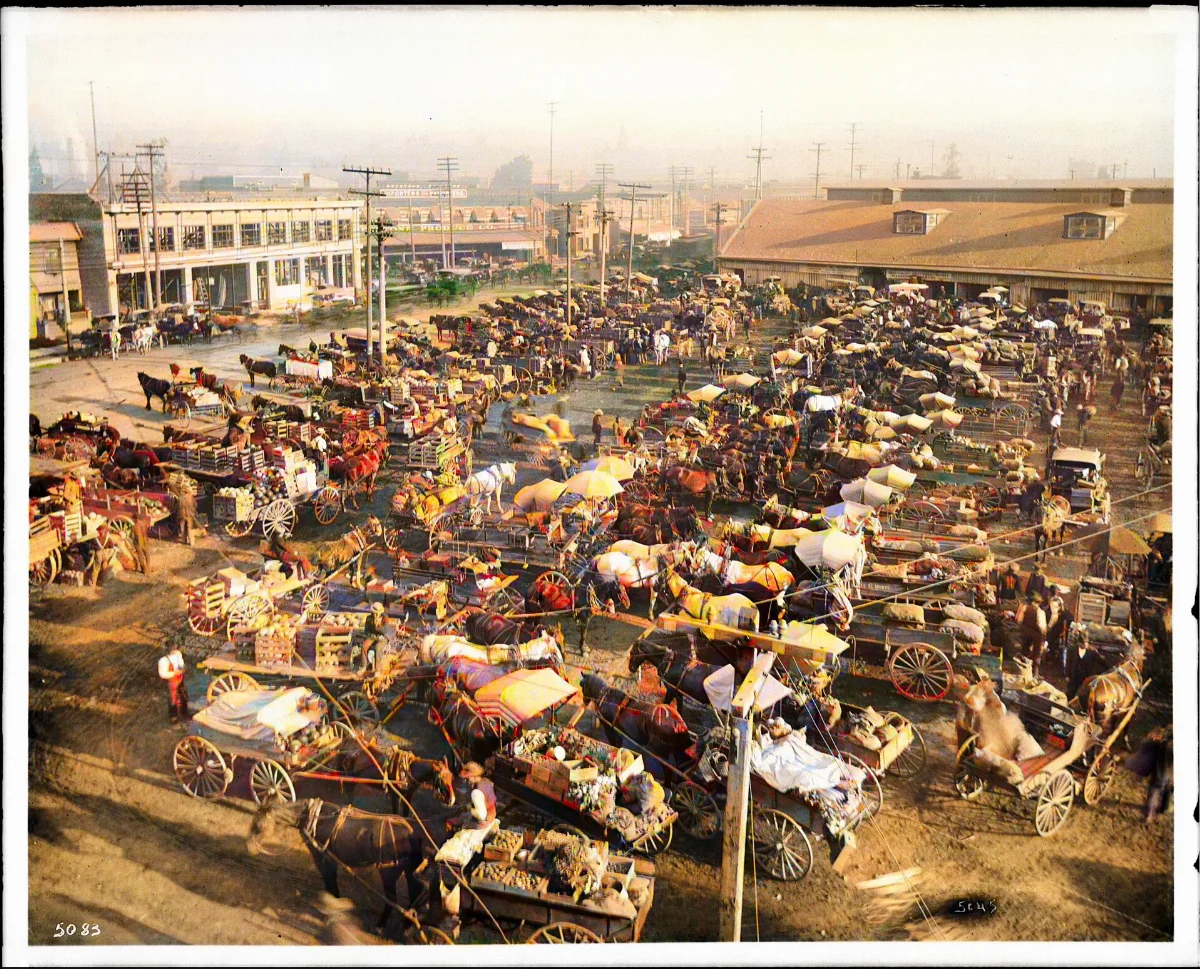 Antiguo mercado municipal, Central Avenue y 3rd Street, ca. 1900 — aprox. 1900 | Chile de Ayer