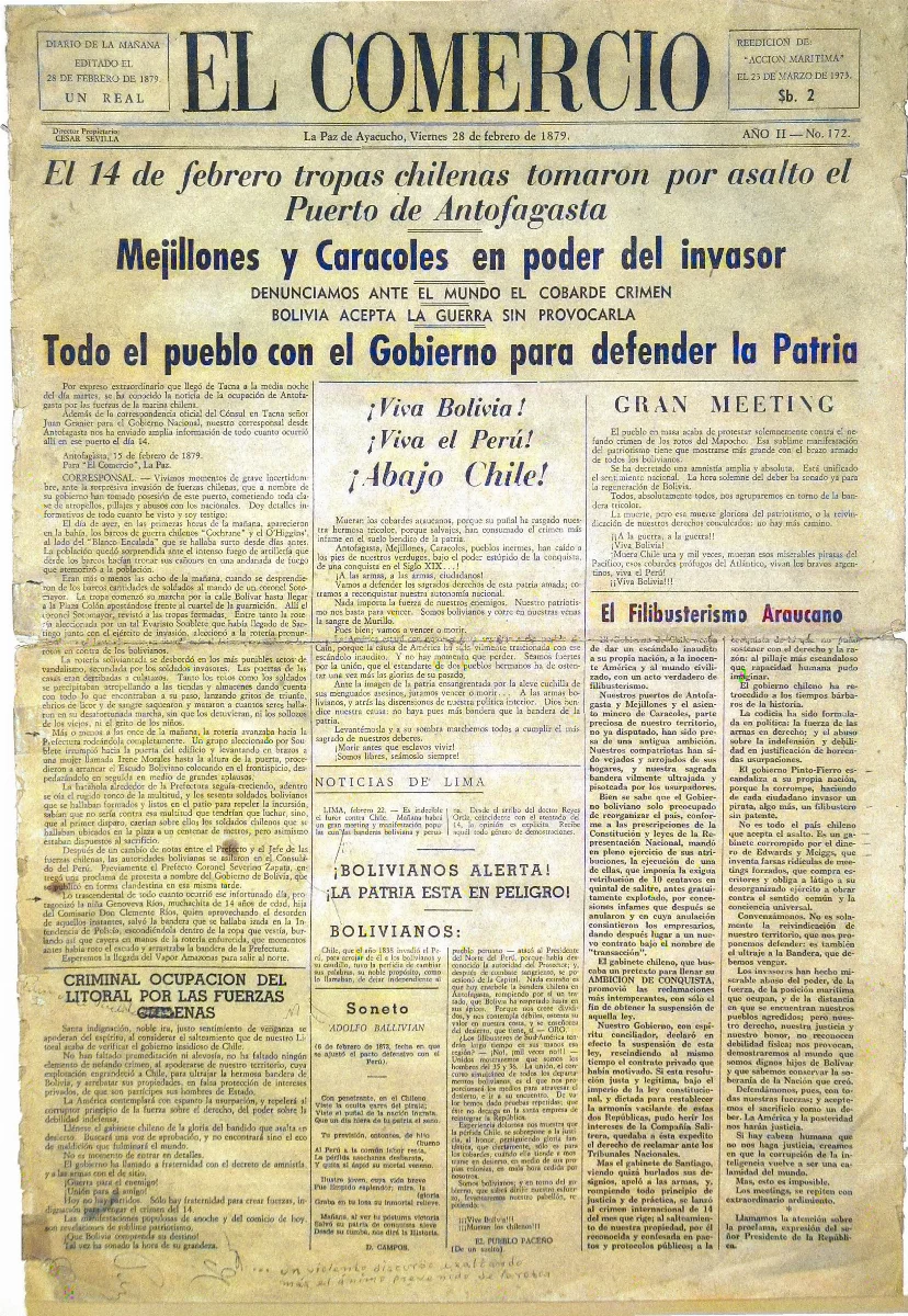 Comercio 28-feb-1879 — Antofagasta — 1879 | Chile de Ayer
