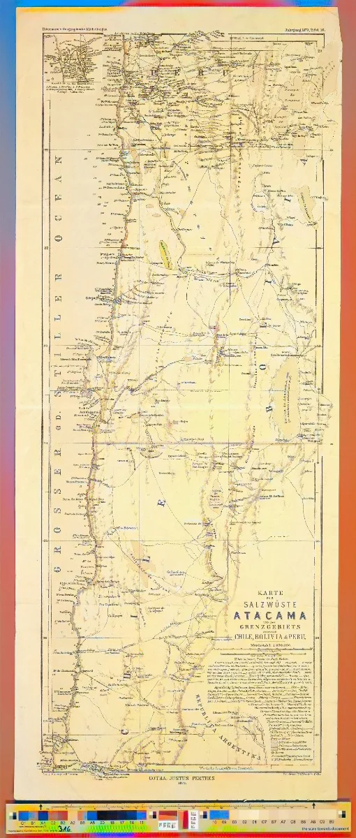 Karte der Salzwüste Atacama und des Grenzgebiets zwischen Chile, Bolivia & Peru — 1879 | Chile de Ayer