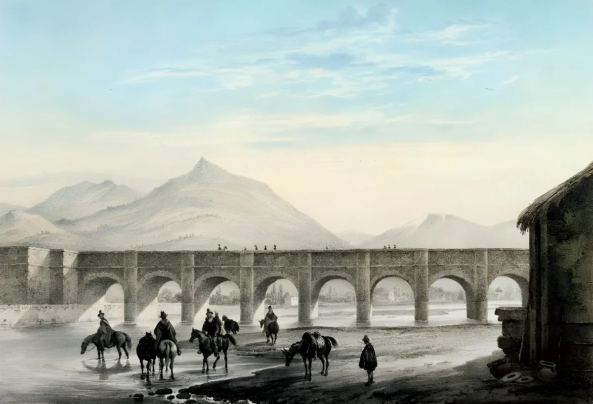 Puente sobre el Mapocho — 1828 | Chile de Ayer