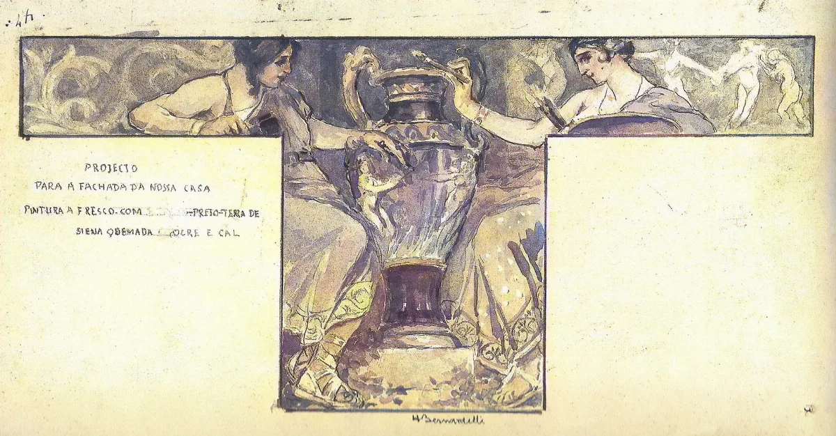 Proyecto de fresco para fachada, por Henrique Bernardelli — aprox. 1900 | Chile de Ayer