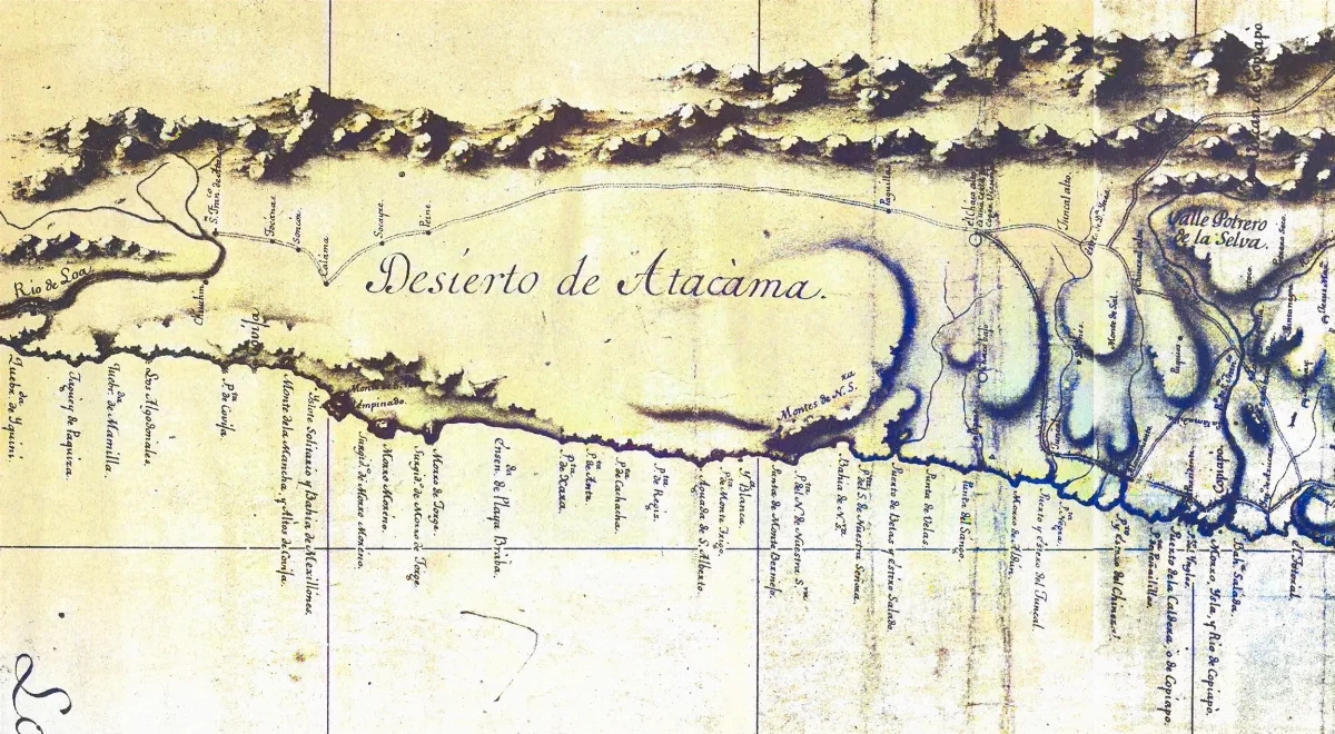 Límite entre Chile y Perú en el río Loa, Plano General del Reyno de Chile en la América Meridional de Andrés Baleato (1793) — 1793 | Chile de Ayer