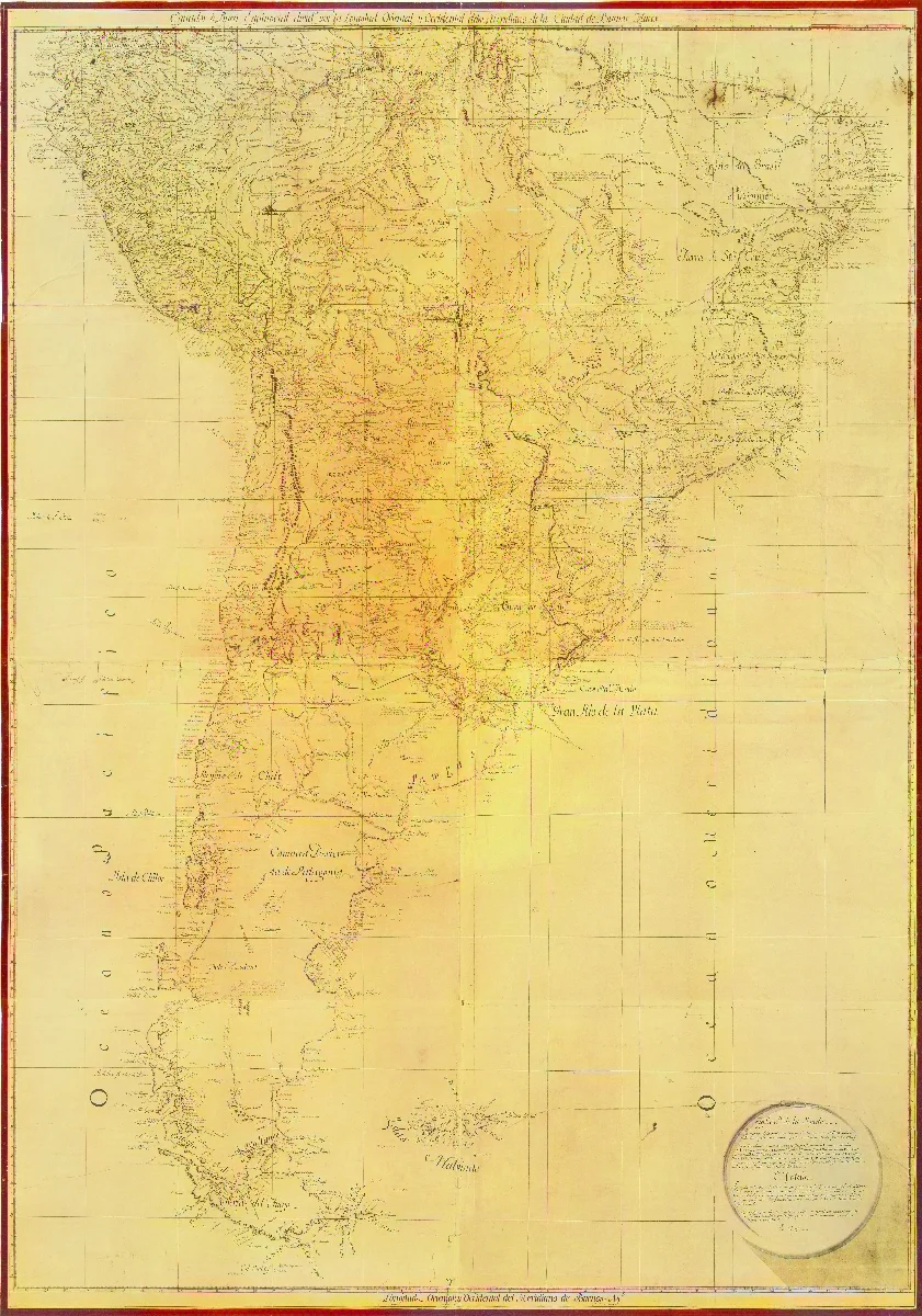 Mapa de la América del Sur, Agustín Ibáñez y Bojons, 1800 (Biblioteca Nacional de España) — Punta Arenas — 1800 | Chile de Ayer