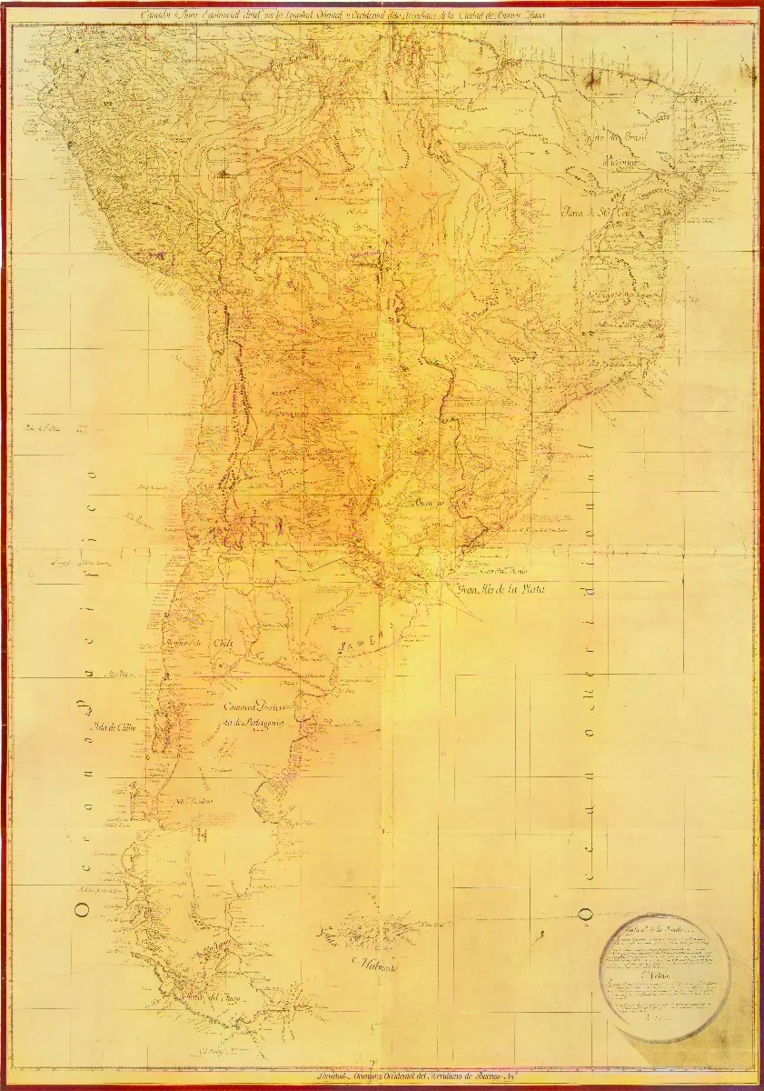 Mapa de la América del Sur, Agustín Ibáñez y Bojons, 1800 (Biblioteca Nacional de España) — Punta Arenas — 1800 | Chile de Ayer