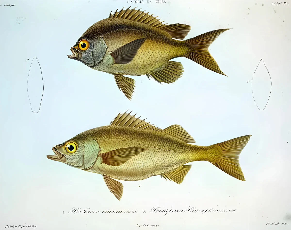 Chromis crusma Diplectrum conceptione — 1848 | Chile de Ayer