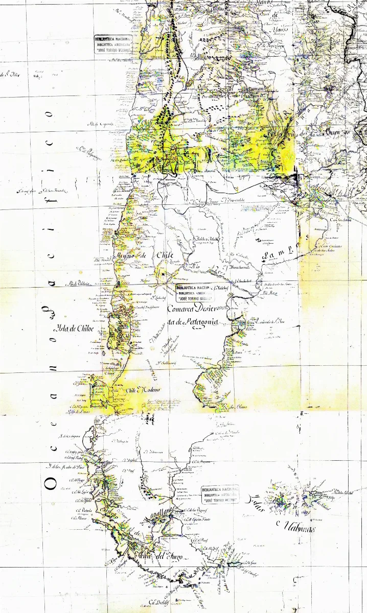 Reino de Chile según Agustín Ibáñez y Bojons, 1800 — Punta Arenas — 1800 | Chile de Ayer