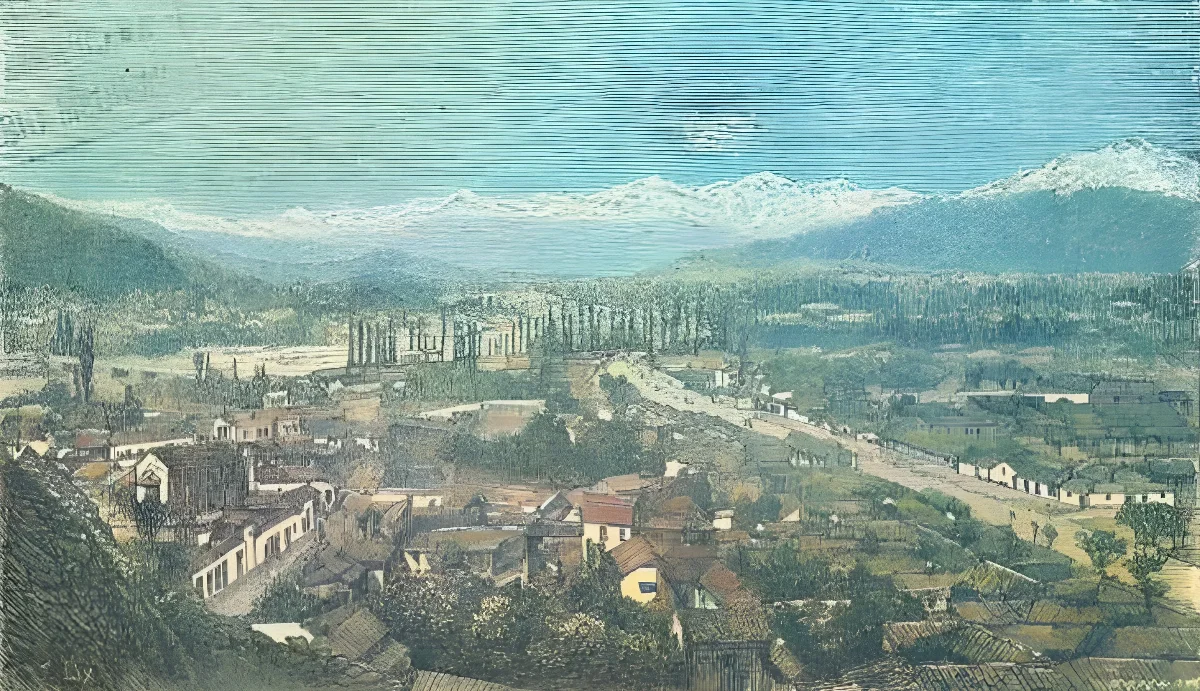 Santiago de Chile, vista general desde el cerro Santa Lucía — aprox. 1872 | Chile de Ayer
