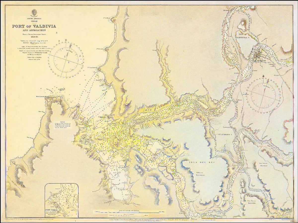 Admiralty Chart No 1318 Port of Valdivia and Approaches, Published 1882 — Valdivia — 1882 | Chile de Ayer