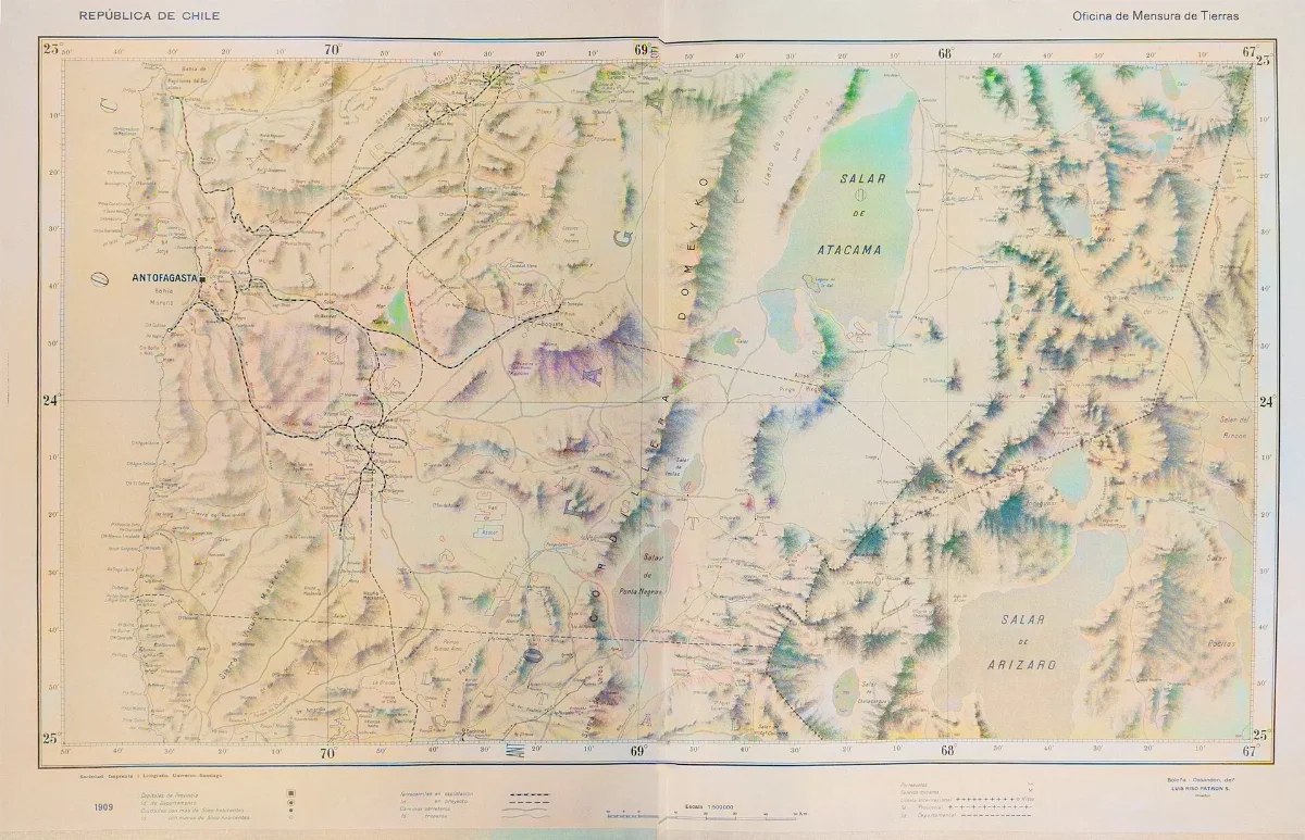 Mapa Antofagasta con salares de Atacama, 1911 — aprox. 1911 | Chile de Ayer