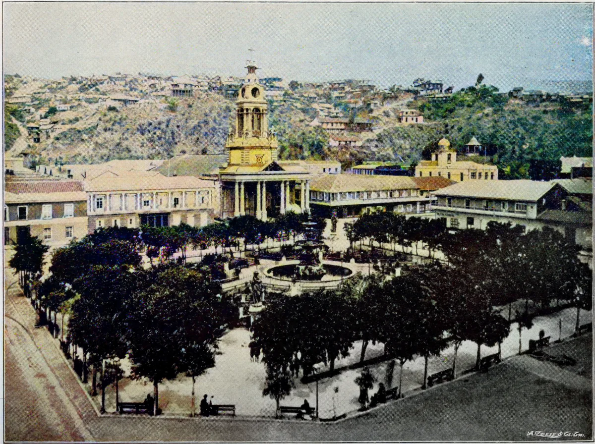 A history of Chile - The plaza victoria, valparaiso — 1893 | Chile de Ayer